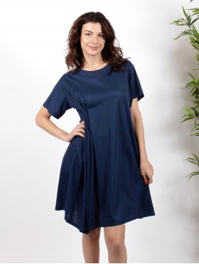 Solid Color Front Gathered Dress 